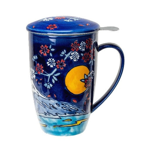 Crane or Fuji Mountain Ceramic Infuser Mugs