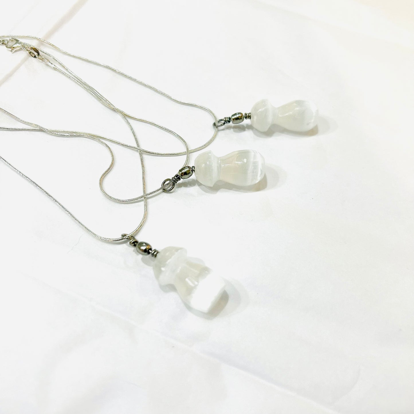 Selenite Mushroom Pendant w/ Chain or Cord