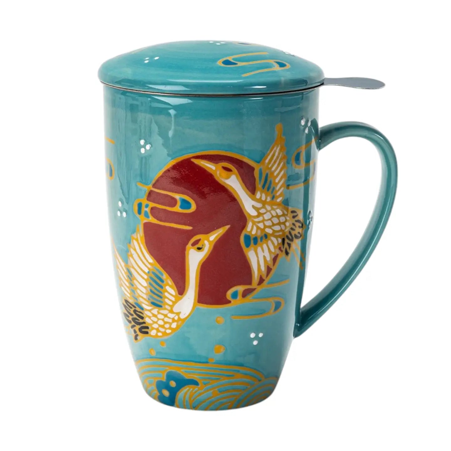 Crane or Fuji Mountain Ceramic Infuser Mugs