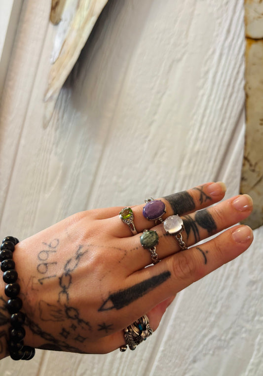 Gemstone Rings Stainless Steel