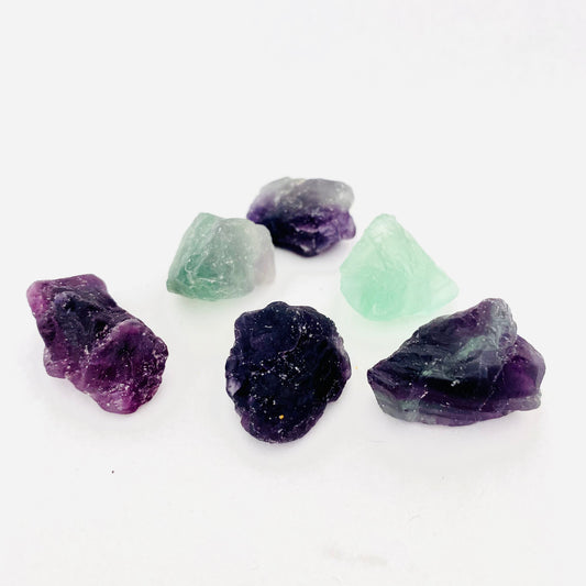 Green & Purple Fluorite Rough Tumbled